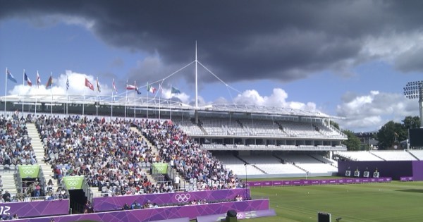 Crowd-filled stands at the Olympic archery venue at Lord's Cricket Ground, London 2012