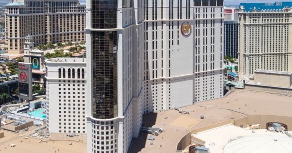 Aerial view of the Planet Hollywood resort on the Las Vegas Strip